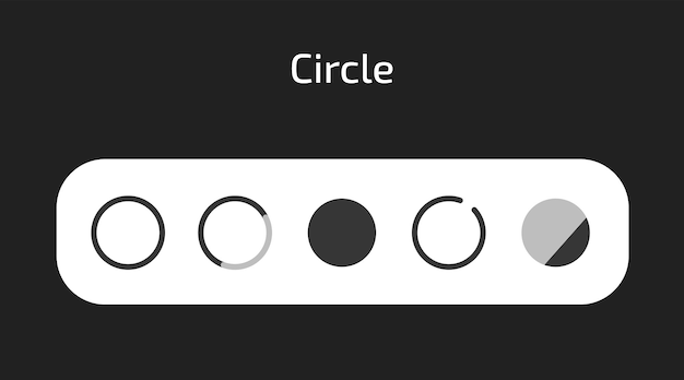 Circle icons in 5 different styles as vector
