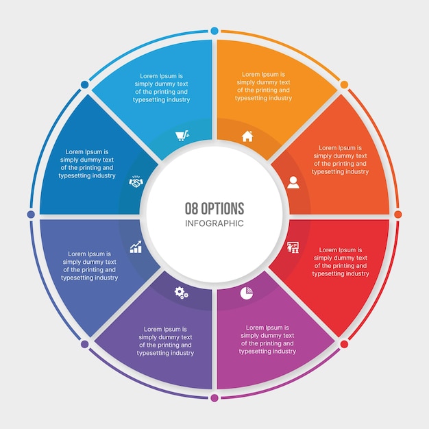 Circle Infographic Template Design With 8 Steps Process Workflow Diagram