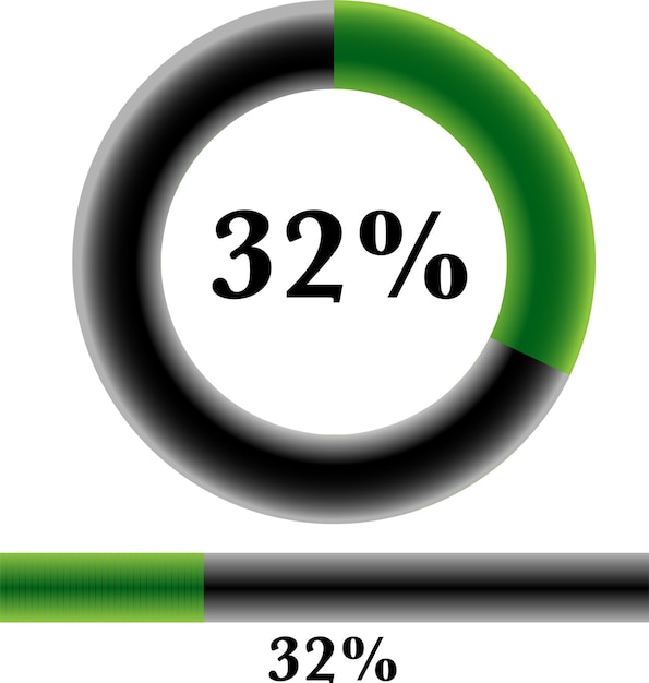 Circle percentage 32 diagrams ready to use for web design, user interface (UI) or infographic