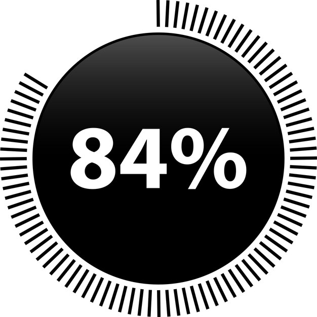 Circle percentage 84 diagrams ready to use for web design, user interface (UI) or infographic