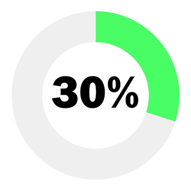 Circle percentage diagrams 30 ready to use for web design, light green and white can change color