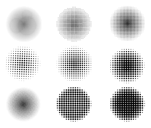 Circle retro halftone pattern background set