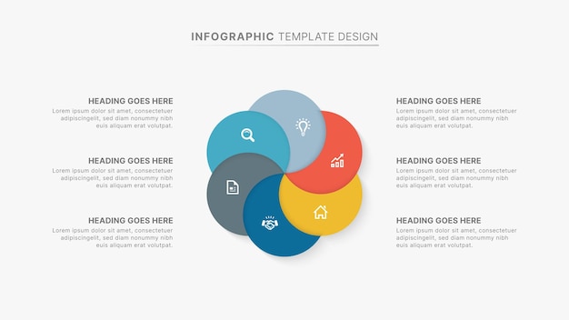 Circle Round Infographic Design Template with Six Options