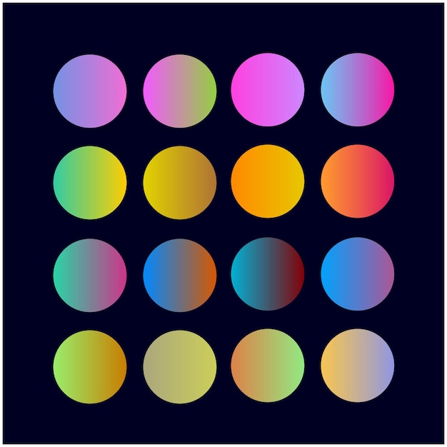Circle Shape gradient Color Paletter Minimalist multicolor circles vibrant colors background