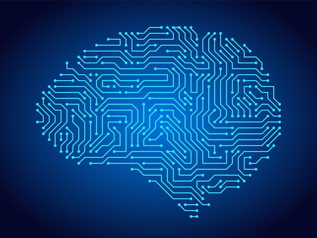 circuit board brains artificial intelligence microchip ai chip and digital brain processor vector illustration digital data security technology futuristic computer system concept