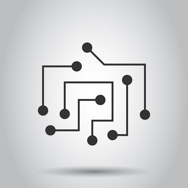 Circuit board icon in flat style Technology microchip vector illustration on white background Processor motherboard business concept