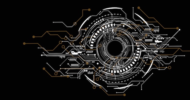 Circuit board technology on black background