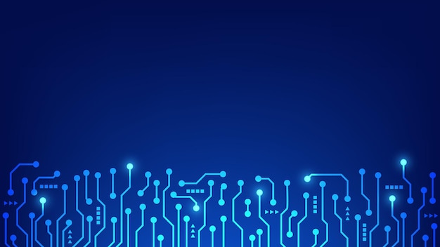 circuit board with blue lighting background. technology and hi tech graphic design element concept