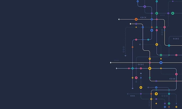 circuit connect lines and dots network technology and connection concept decentralized network nodes connections