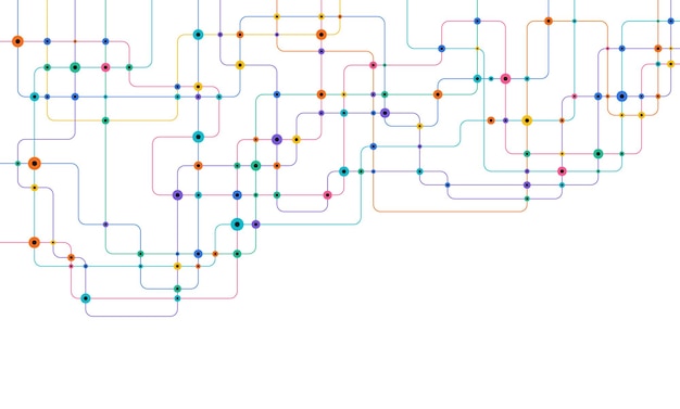 circuit connect lines and dots network technology and connection concept decentralized network nodes connections