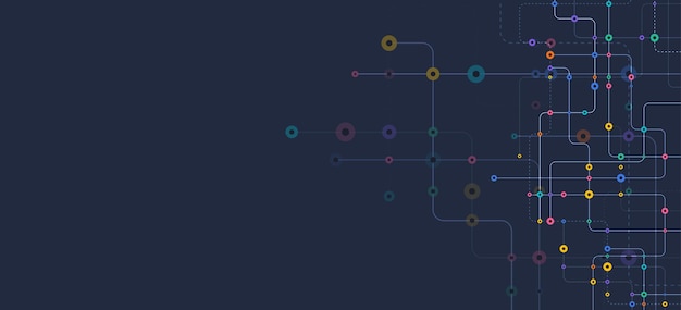 circuit connect lines and dots network technology and connection concept decentralized network nodes connections