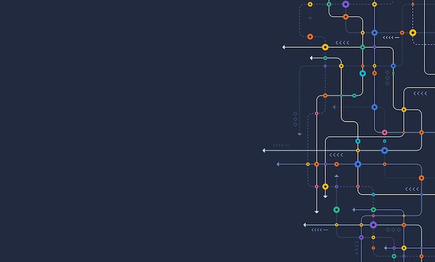Circuit connect lines and dots Network technology and Connection