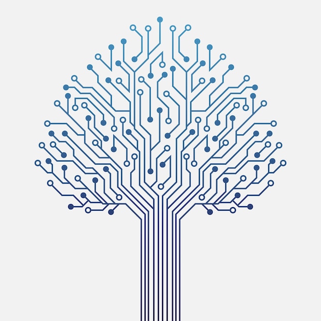 Circuit technology tree on white background