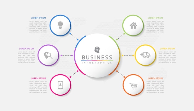 Circular Connection Steps Infographic Template with 6 Element