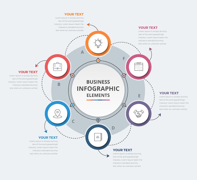 circular diagram template with 06 options