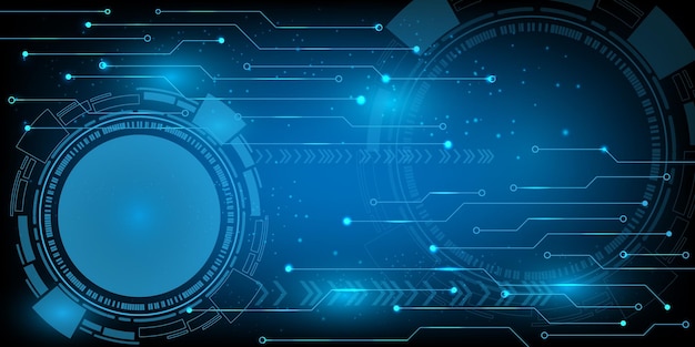 circular hud connection with circuit board futuristic modern website background or cover page vector
