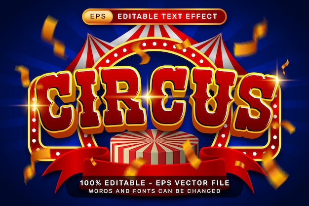 circus 3d text effect and editable text effect with tent and border show