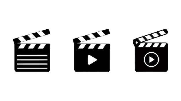 Clapperboard Movie Icons Set for Cinema and Film Production Creative Vector Symbols for Video Shoot