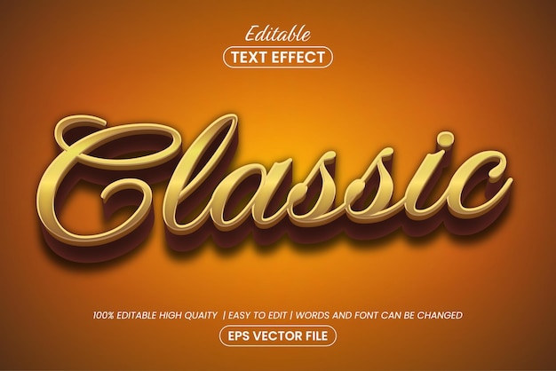 Classic 3d vintage text style editable text effect design template