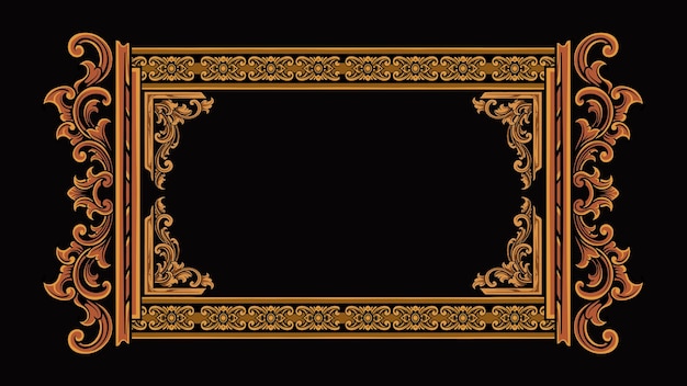 classic style frame vector design with fancy carved ornament