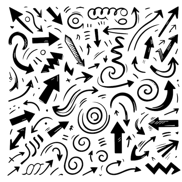 Clean White Background with Sketchy Black HandDrawn Arrows