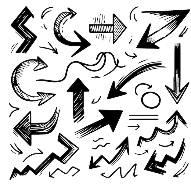 clean white background with sketchy black handdrawn arrows