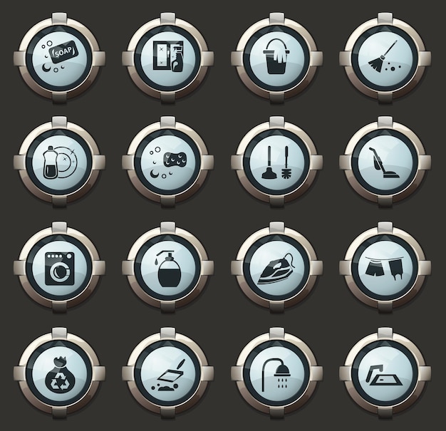 cleaning company vector stylish round buttons for mobile applications and web