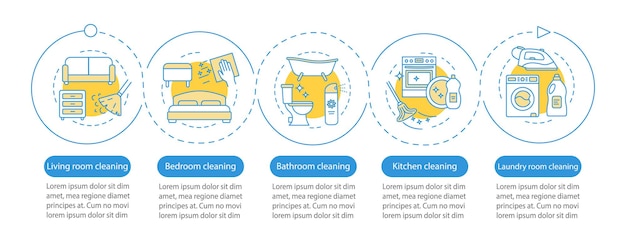 Cleaning service booking vector infographic template. Form filling. Business presentation design elements. Data visualization, five steps, option. Process timeline chart. Workflow layout, linear icons
