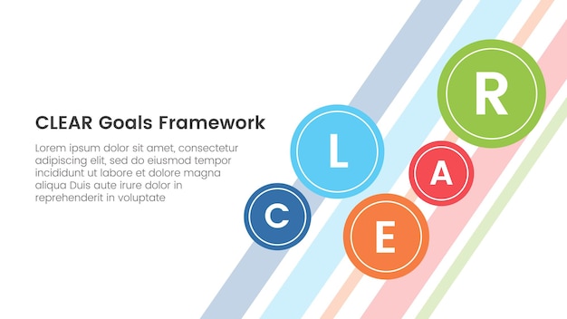 clear goals framework infographic template banner with small circle spreading for background main page with 5 point list information for slide presentation