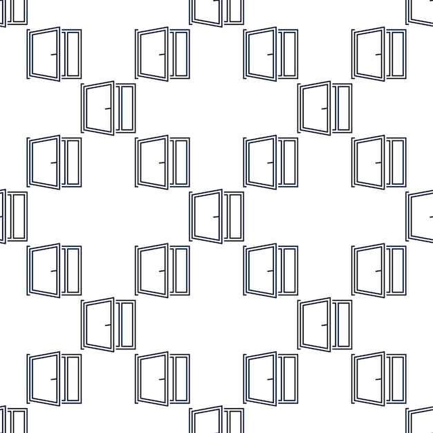 clear house window vector seamless pattern in outline style