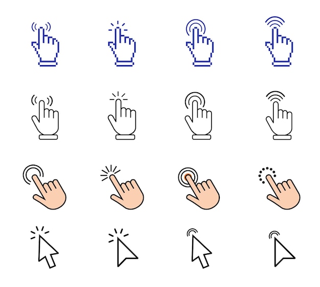 Click and Tap Icons Hand Gestures Pointers and Cursors