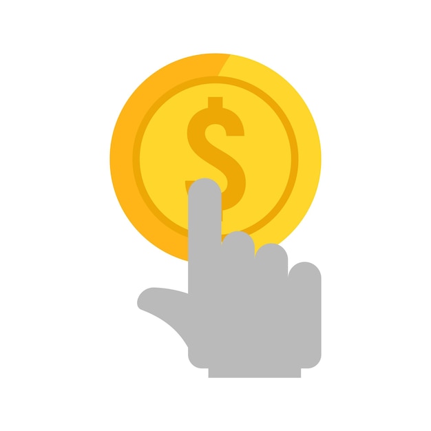 click gold coin icon flat illustration of click gold coin vector icon for web design