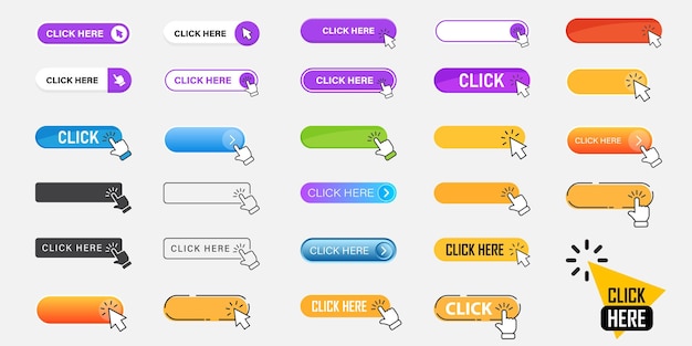 Click here banner icon in flat style Ecommerce vector illustration on isolated background Shopping sign business concept