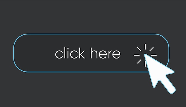 Click here banner Web button with action of hand pointer Click here UI button concept Vector