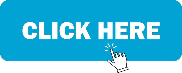 Click here button with hand pointer arrow pointer clicking icon Web button with action