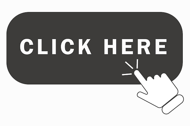 Click here button with hand pointer clicking. Click here web button. Isolated website buy Vector