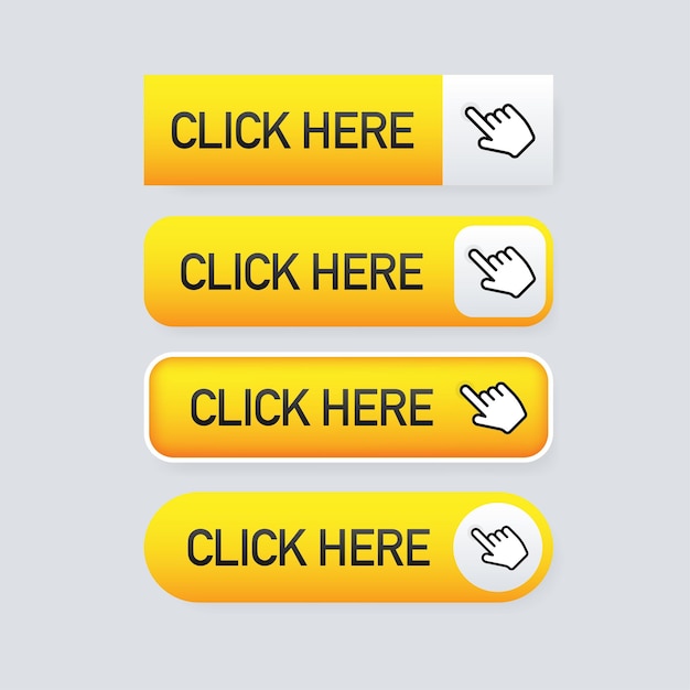 Click here button with hand pointer clicking