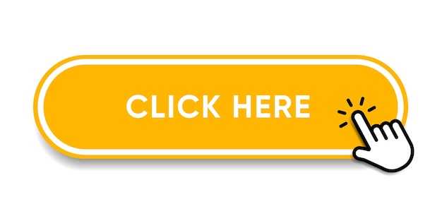 click here web button with hand cursor action button and arrow pointer computer mouse click symbol