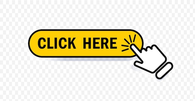 click here with hand clicking. isolated website download panel icon with hand finger clicking vector