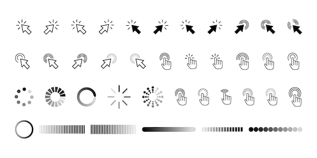 Clickable arrow icons highlighting interaction Pointer click icon Clicking the arrow cursor line s