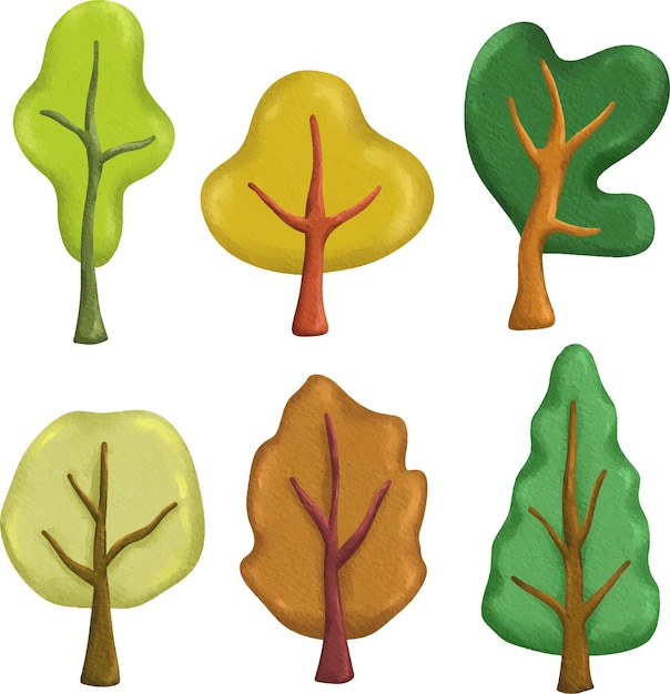 clip art cute watercolor illustration of colorful green bush and grass for child daycare and nursery
