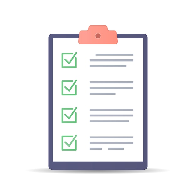 Clipboard and check marks Checklist Flat style design vector illustration