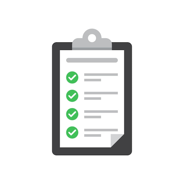Clipboard with checklist icon in flat style Planning and organization of work vector illustration on isolated background Document sign business concept