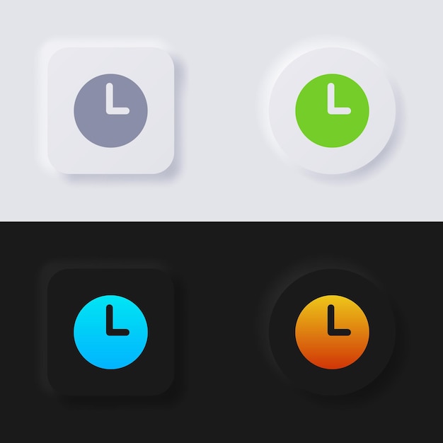 Clock button icon set Multicolor neumorphism button soft UI Design for Web design Application UI and more Button Vector