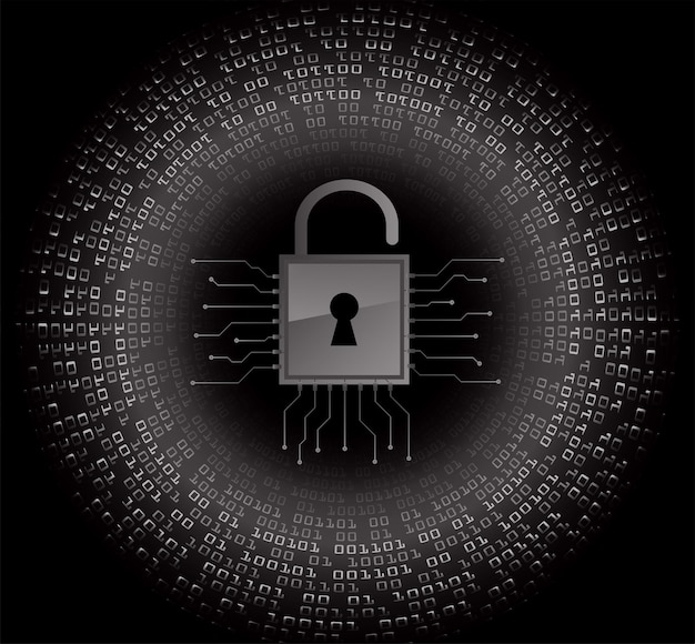 closed padlock on digital background cyber security