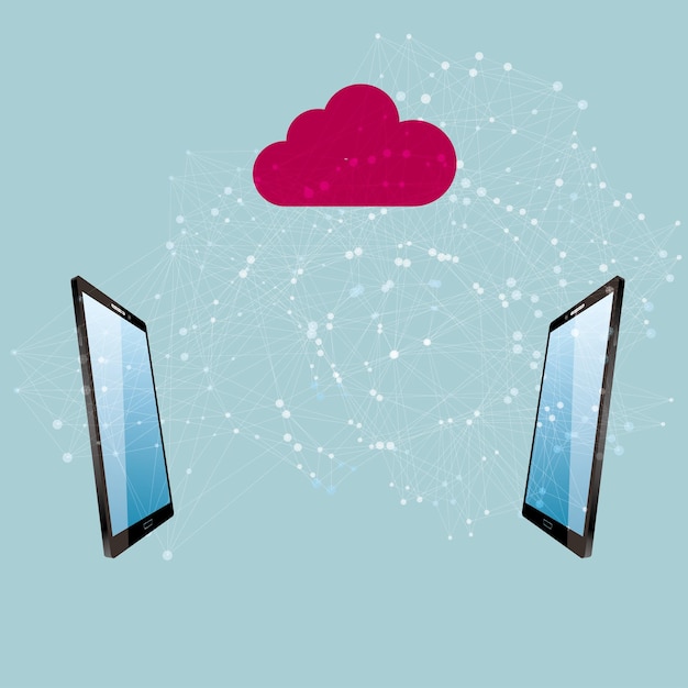 Cloud computing concept design. The background is blue.