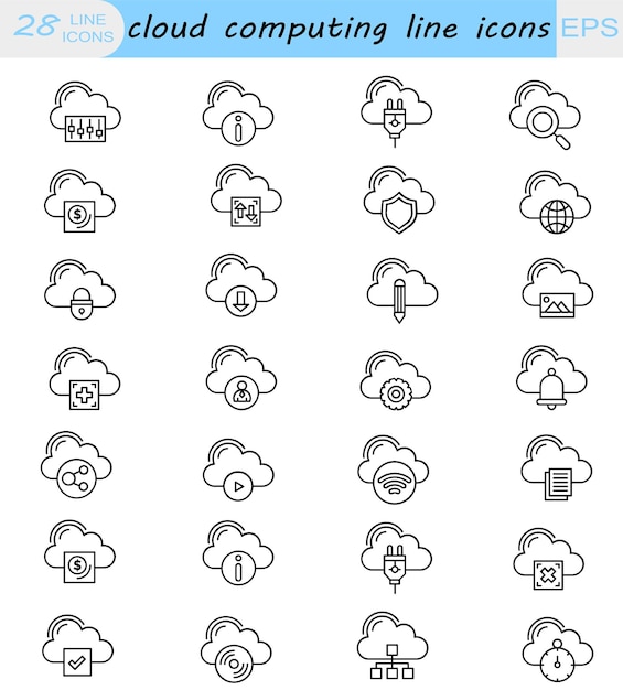 cloud computing line icons vector icons