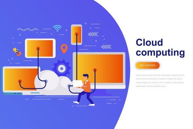 Cloud computing modern flat concept web banner