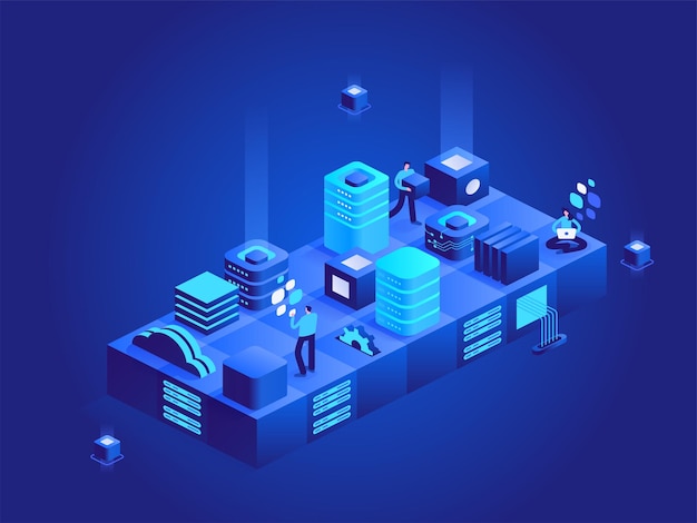 Cloud computing technology isometric concept