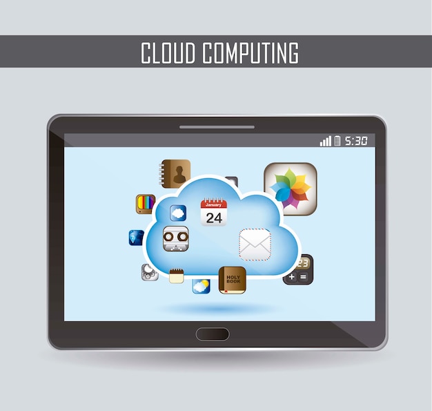 cloud computing with icons apps  vector illustration